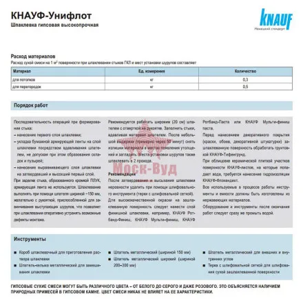 Шпатлевка Uniflott (Унифлот) Knauf (Кнауф) 5кг