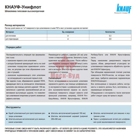 Шпатлевка Uniflott (Унифлот) Knauf (Кнауф) 25кг